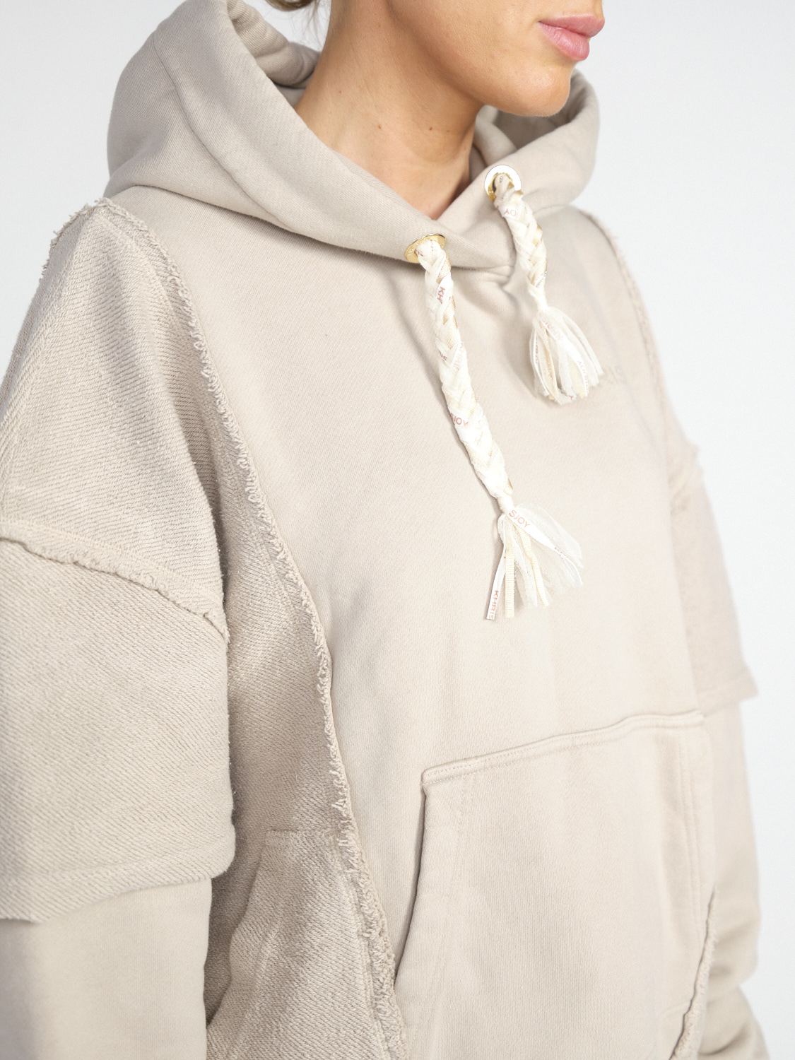 khrisjoy Hoodie Double – Oversized hoodie made of cotton  beige S/M