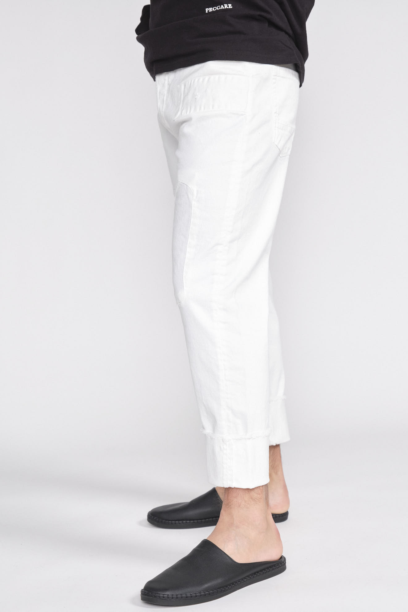 maurizio massimino Jose - Pantalon en jean avec patchs en denim blanc 48