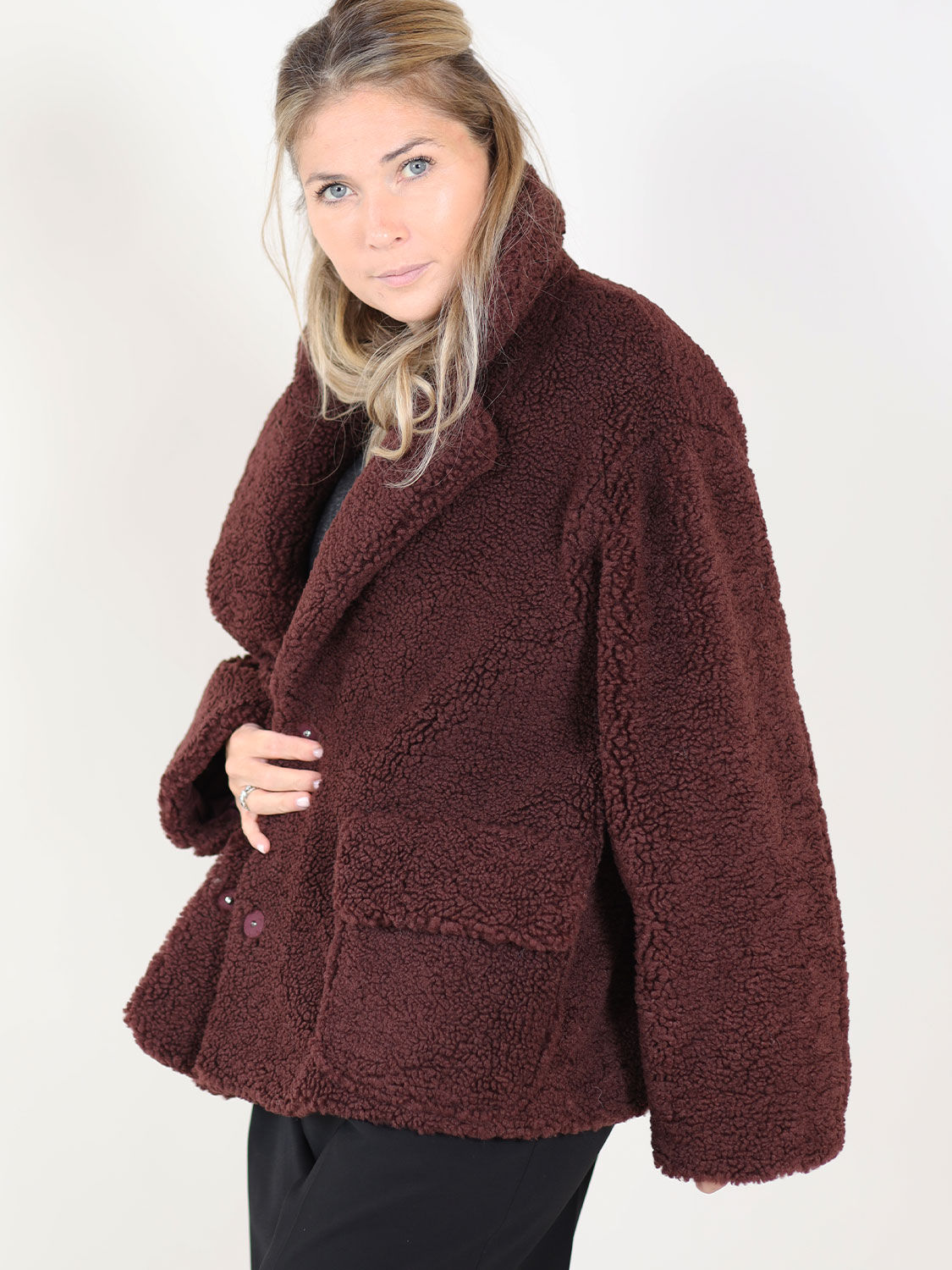 Betta Corradi Giacca – Jacke in Felloptik  bordeaux XS