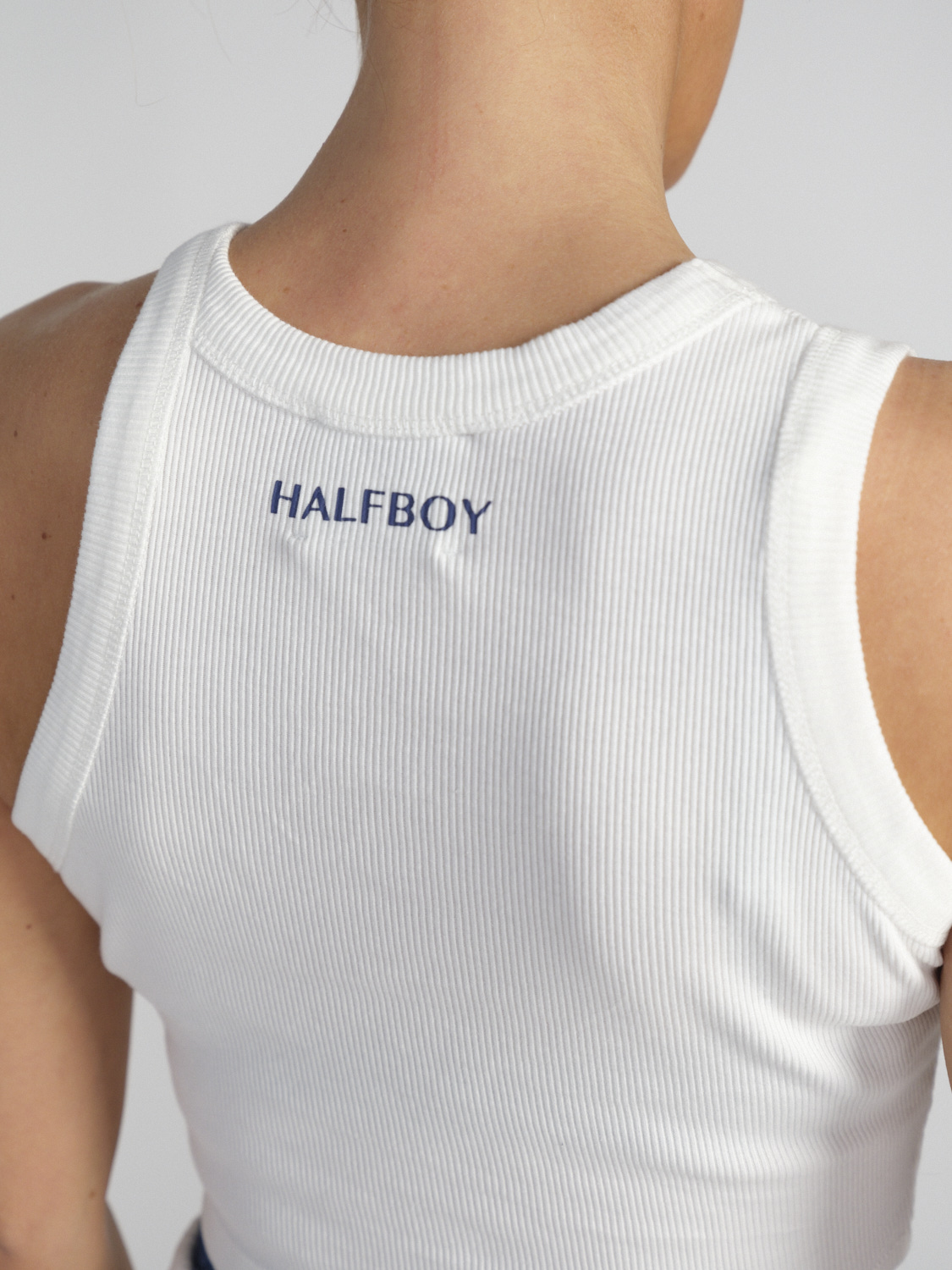 Halfboy Crop - Canotta cropped in cotone con dettaglio del logo   bianco S