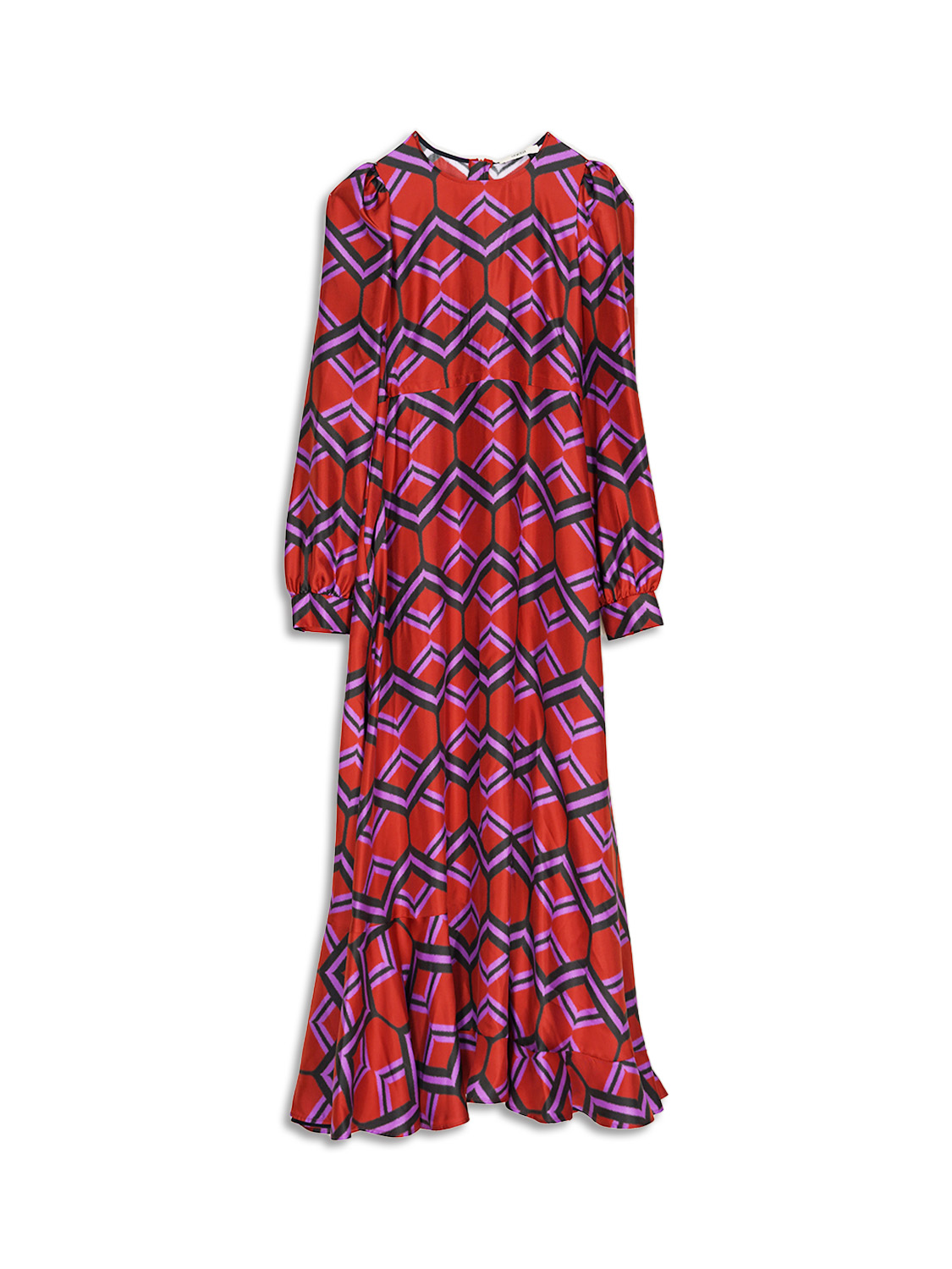 Silk maxi dress - Patterned silk maxi dress in red 