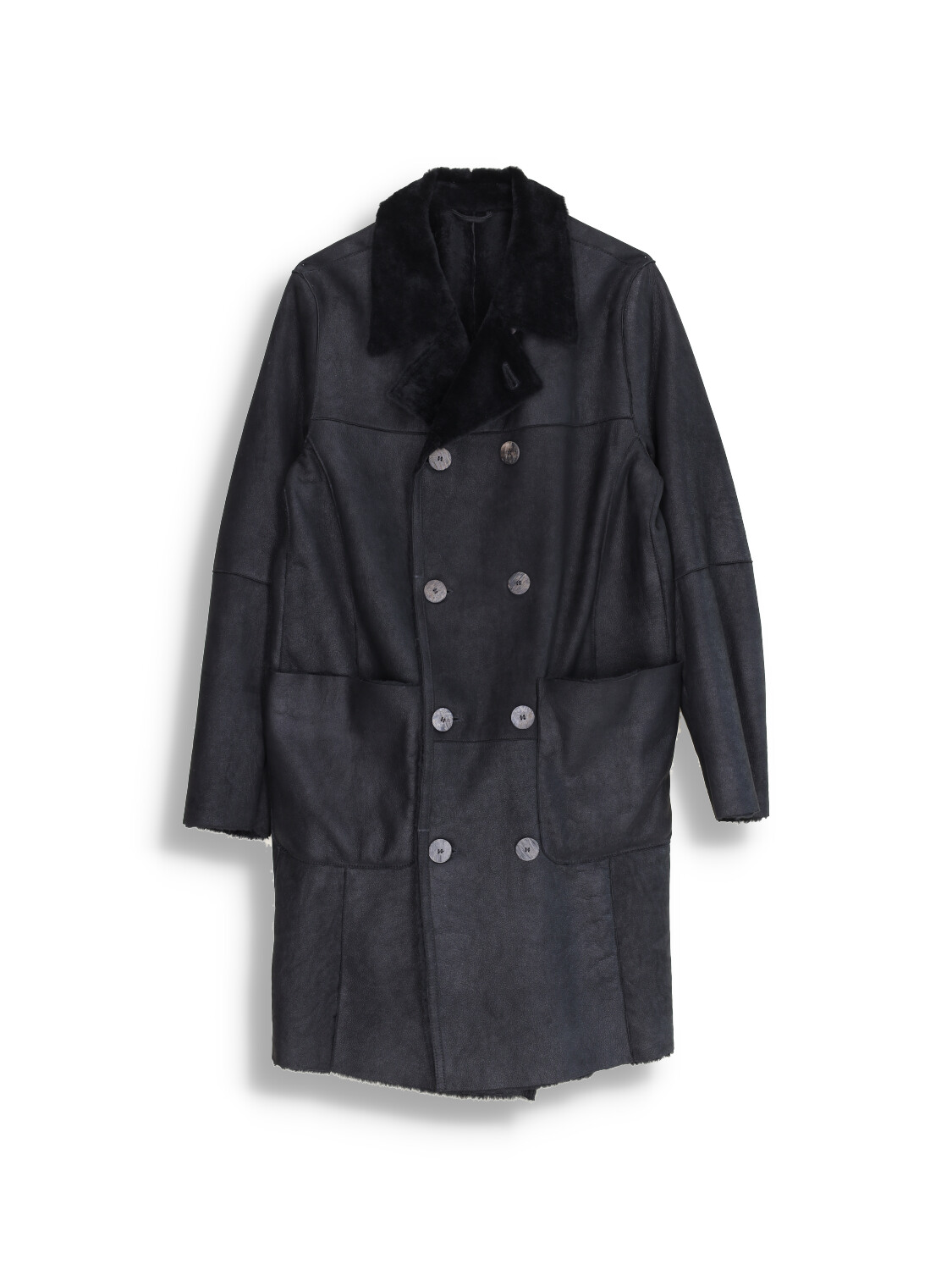 GMS 75 Manteau double boutonnage en peau de mouton schwarz L