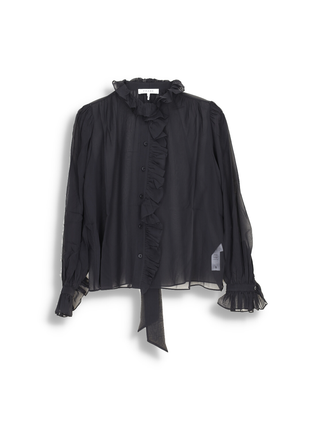 Ruffle Front - Button Front Blouse with Loops 