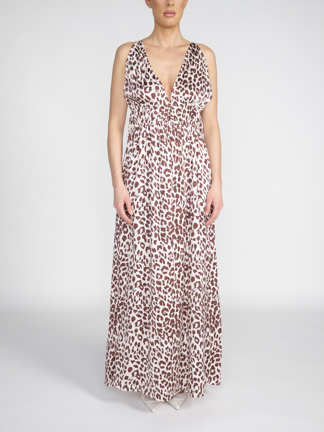Prontah Cheetah - Silk midi dress with leopard print 