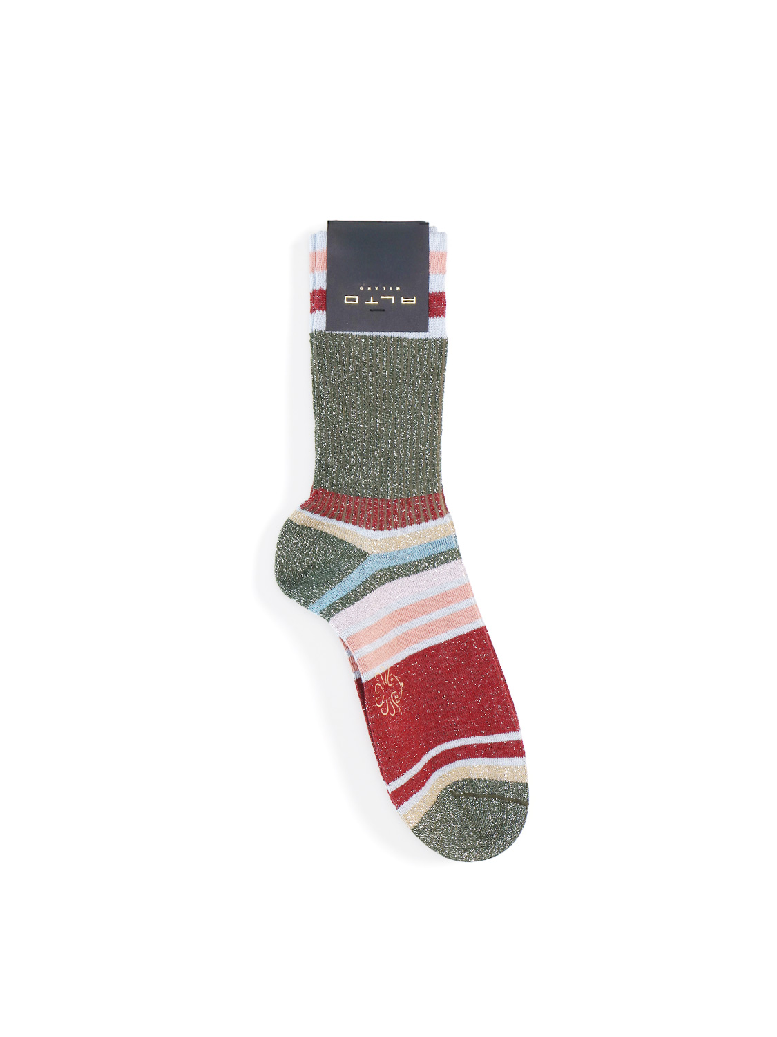 Paia –  Gestreifte Socken mit Lurex-Effekt  
