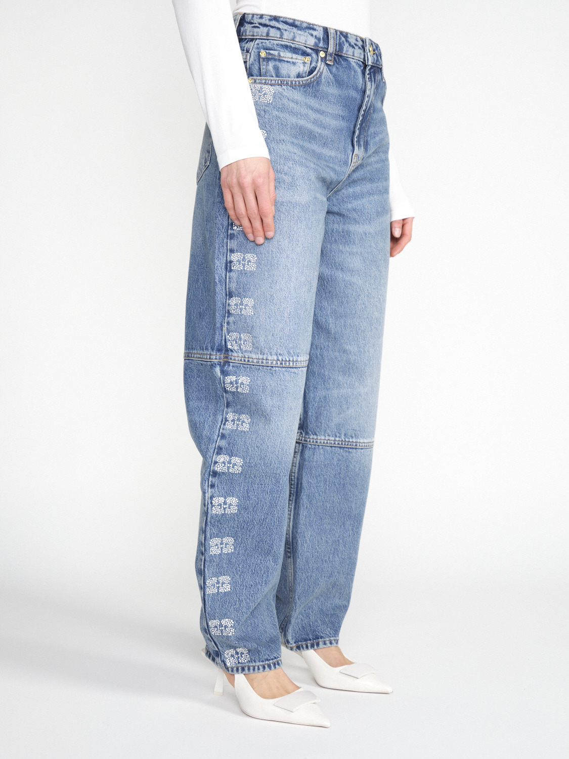Ganni Jeans con logo scintillante   blu 25