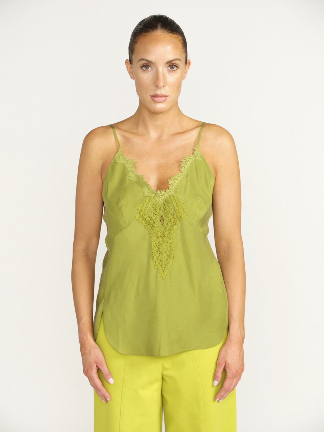 Dorothee Schumacher Heritage - Lace top with cotton part green 34