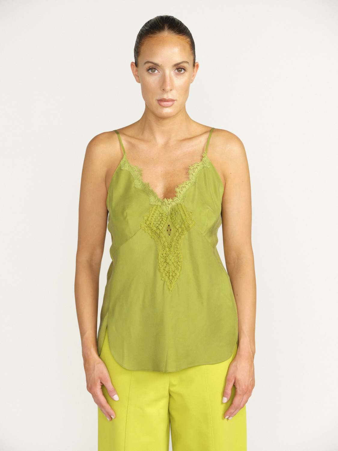 Dorothee Schumacher Heritage - Top en dentelle avec une partie en coton  vert 34