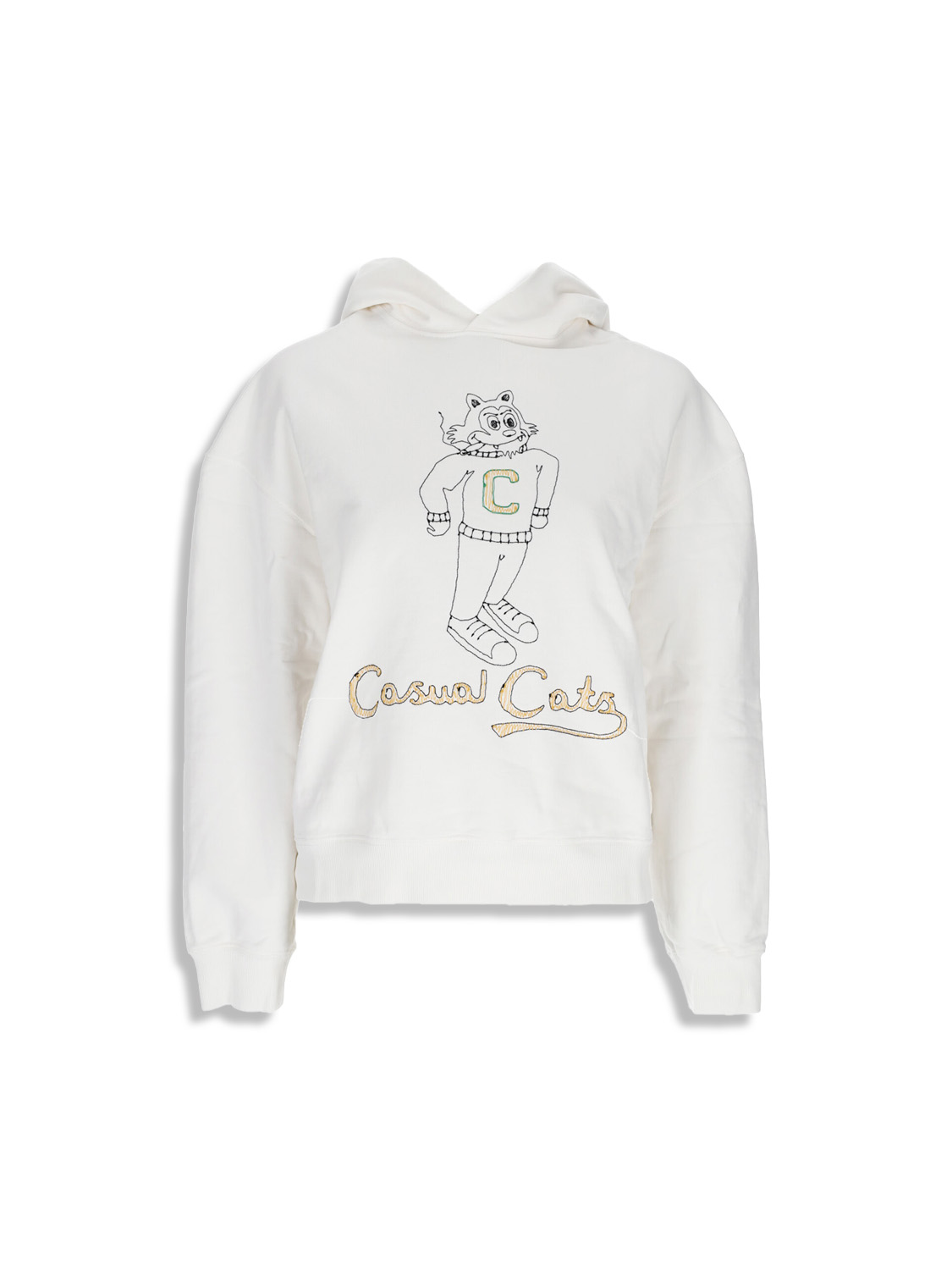 Bengt Paris Casual Cats - Felpa con cappuccio con ricamo in cotone bianco M