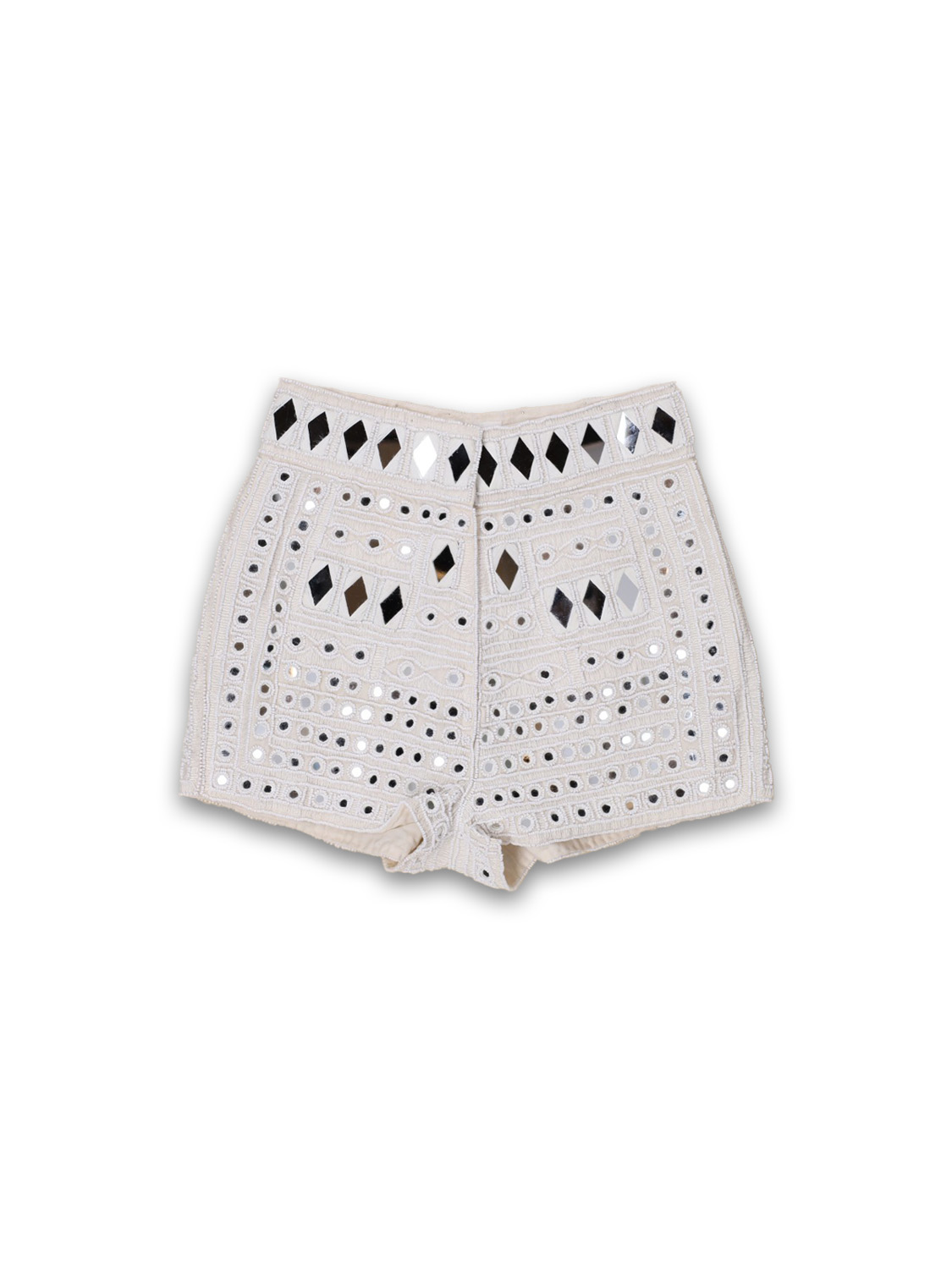 Antik Batik Mahani shorts with mirror details  creme 38