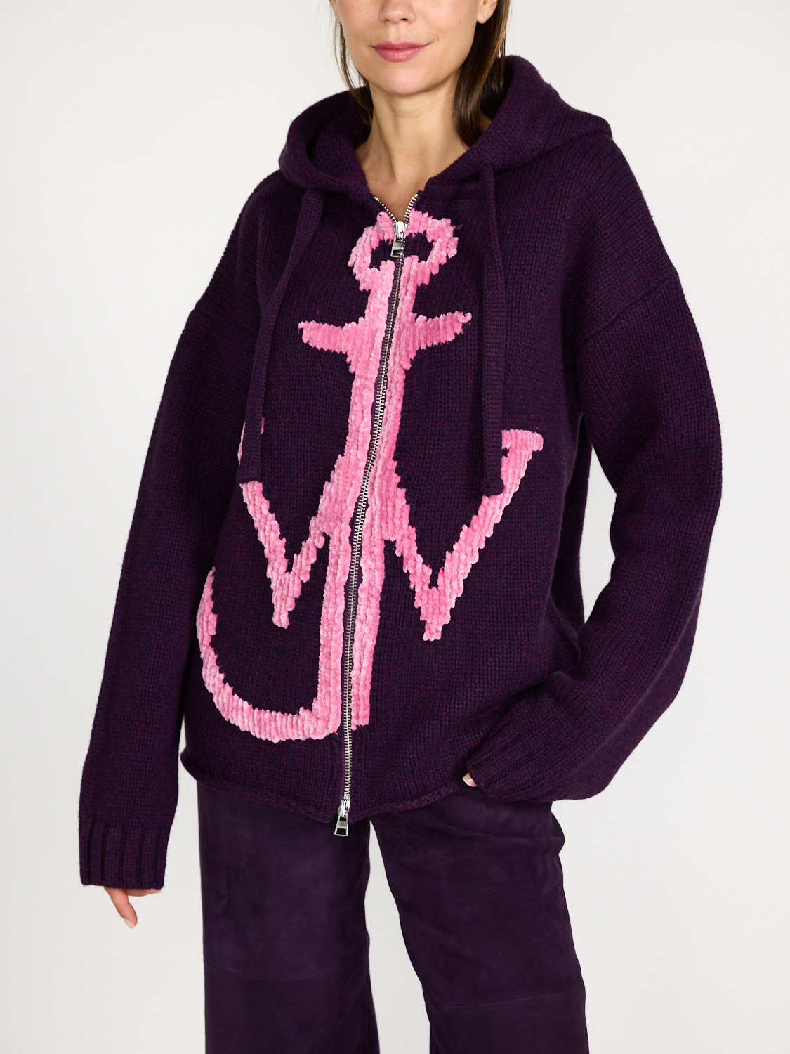 Hoodie with anchor logo and zip fastening | black | XS Hoodie with anchor logo and zip fastening | black | XS
