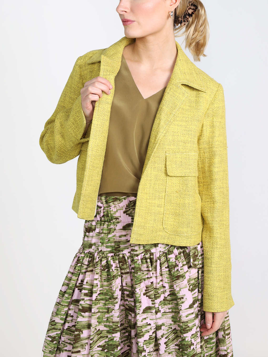 Odeeh Asymmetrische Jacke aus Baumwoll-Mix grün 42