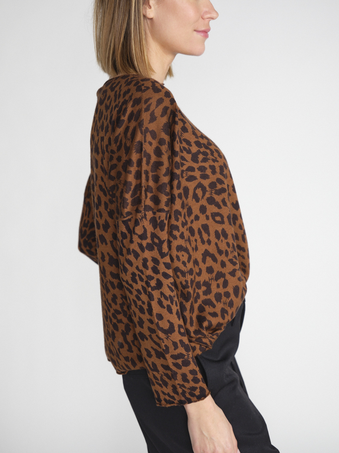 friendly hunting Dolomite SC Cheetah - silk cashmere sweater with leo-design  brown S