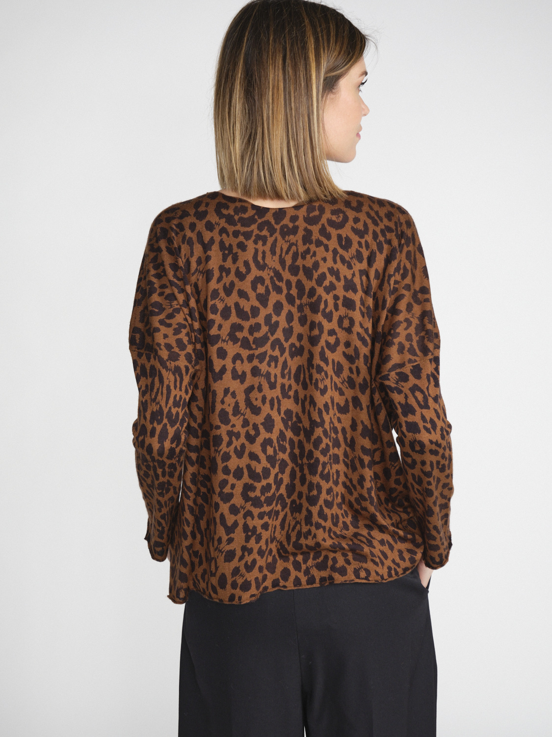 friendly hunting Dolomite SC Cheetah - silk cashmere sweater with leo-design  brown XS