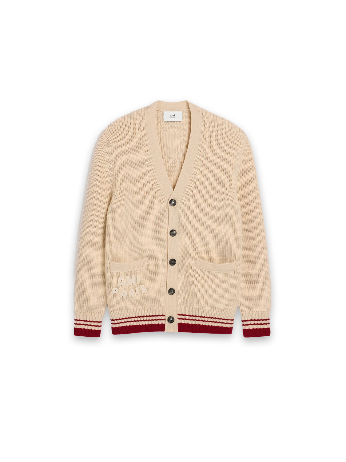 Ribbed cardigan with logo details
