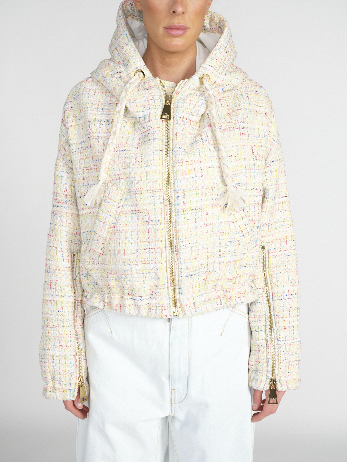 Khrisjoy Khris Crop – Cropped Puffer-Jacke in Tweed Optik   multicolor XS/S