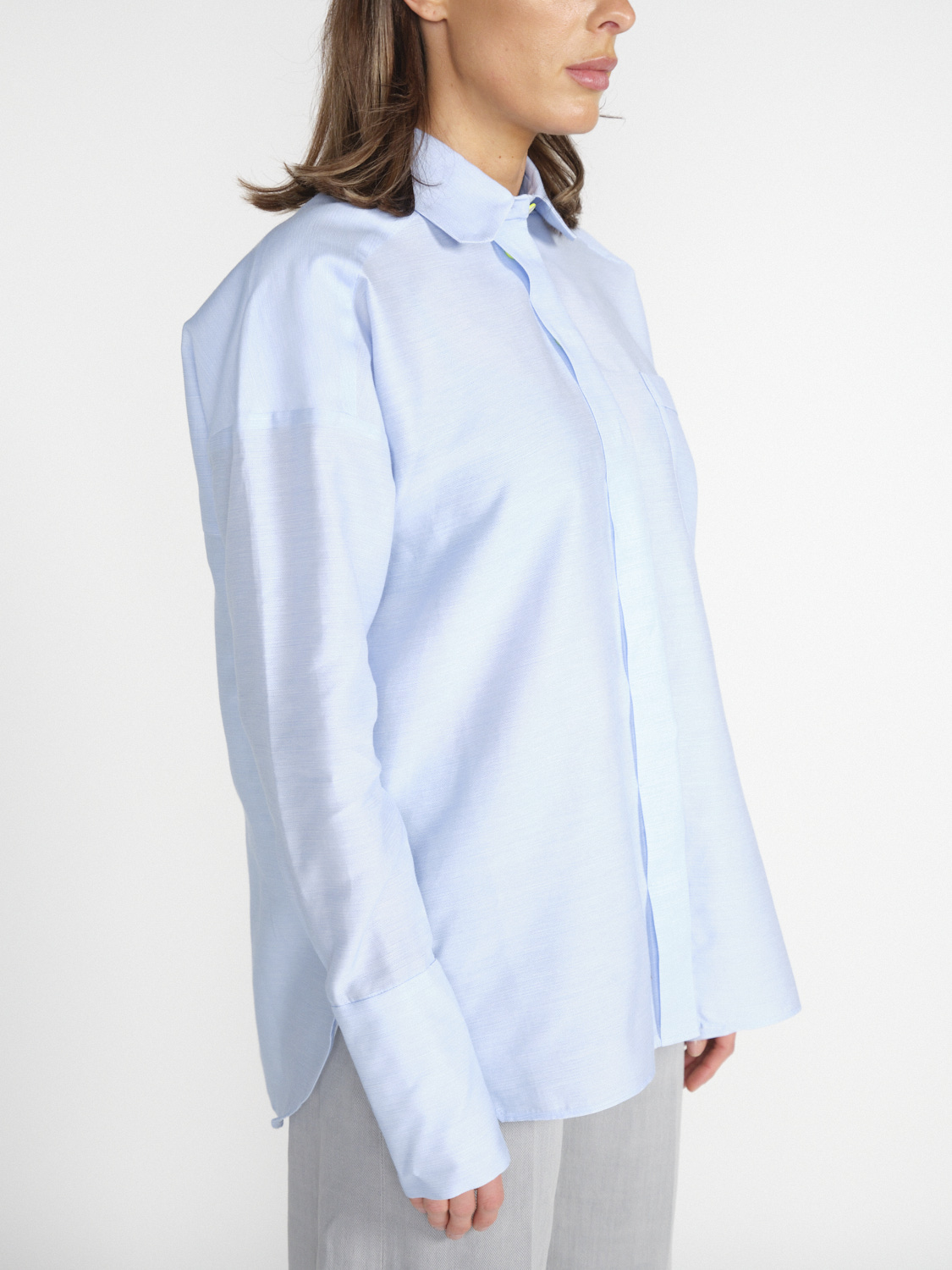 Antonia Zander Bluse aus Baumwoll-Seiden-Mix   hellblau S