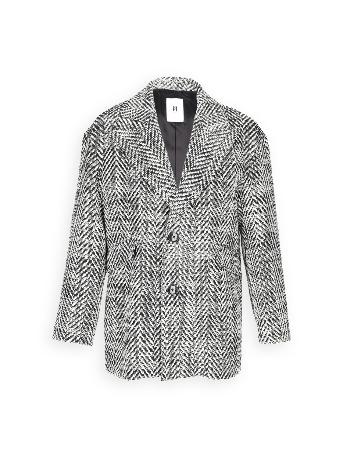 PT Torino Abrigo corto bicolor de lana virgen negro 48