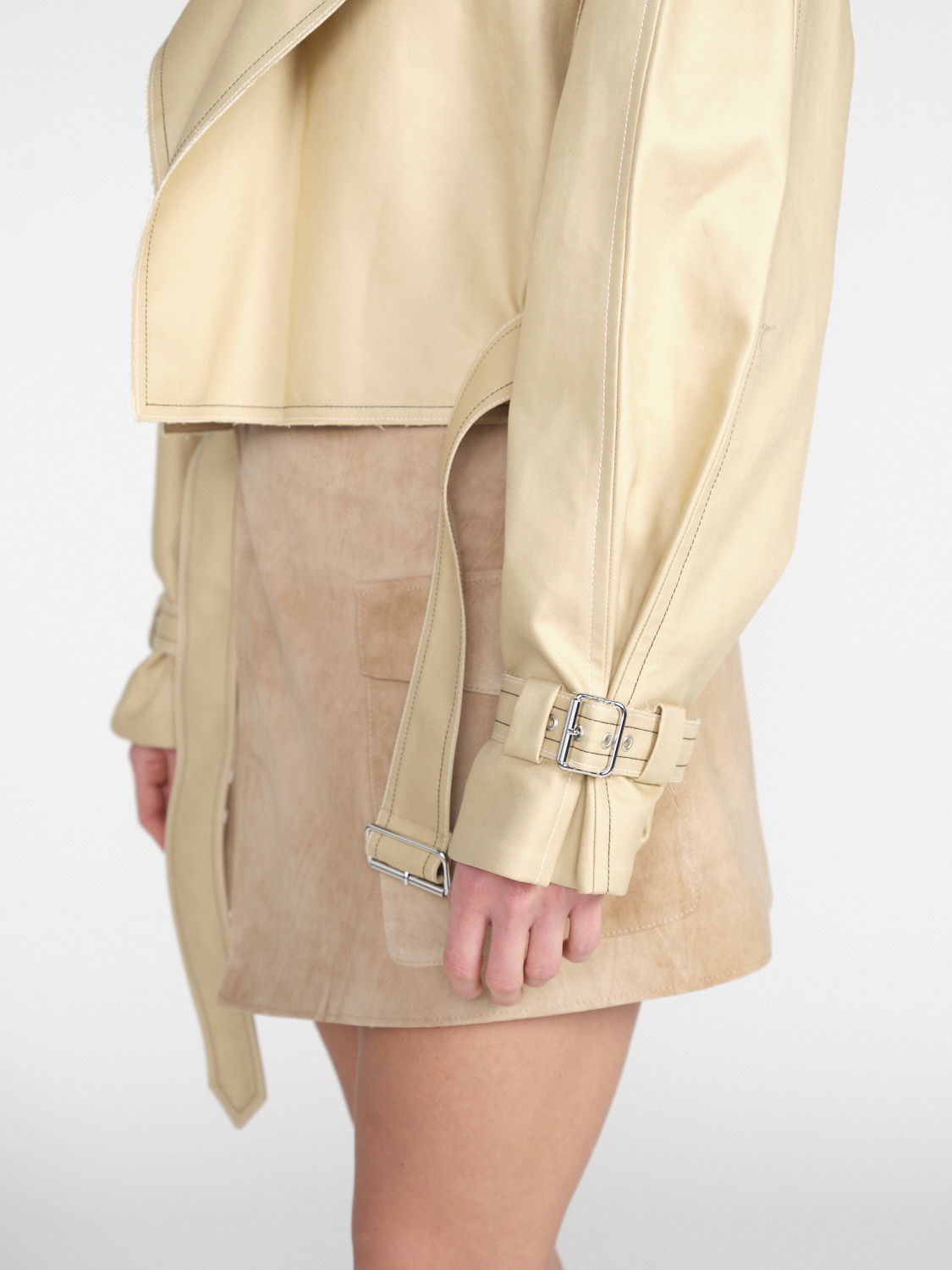 Victoria Beckham Trench corto in cotone beige 38