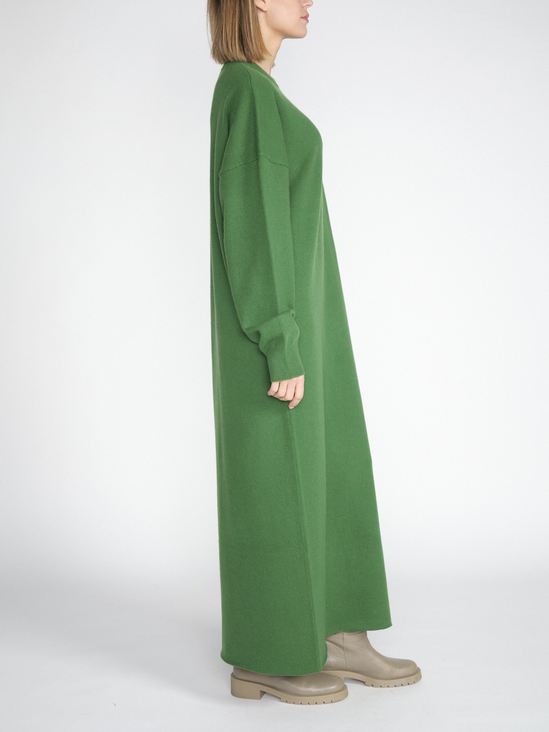 Extreme Cashmere N° 106 Weird - Acogedor vestido maxi de cachemira  verde Talla única