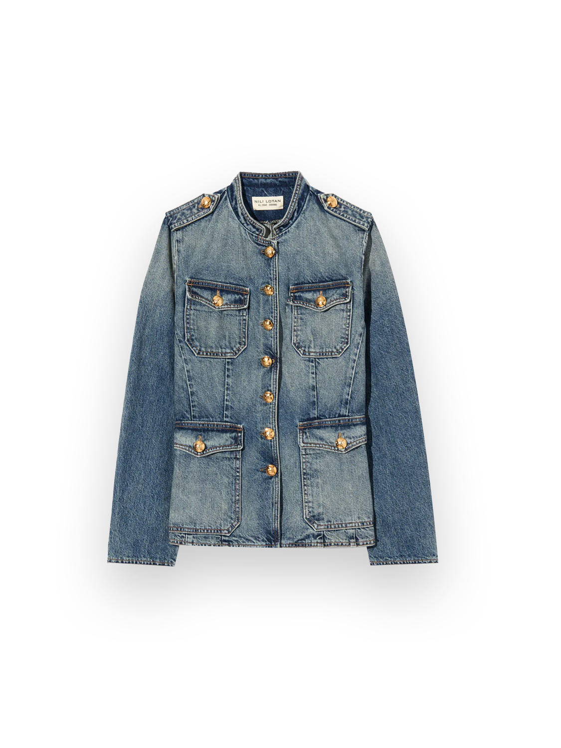 Nili Lotan Geraldine -  Denim jacket with gold-colored buttons   blue S