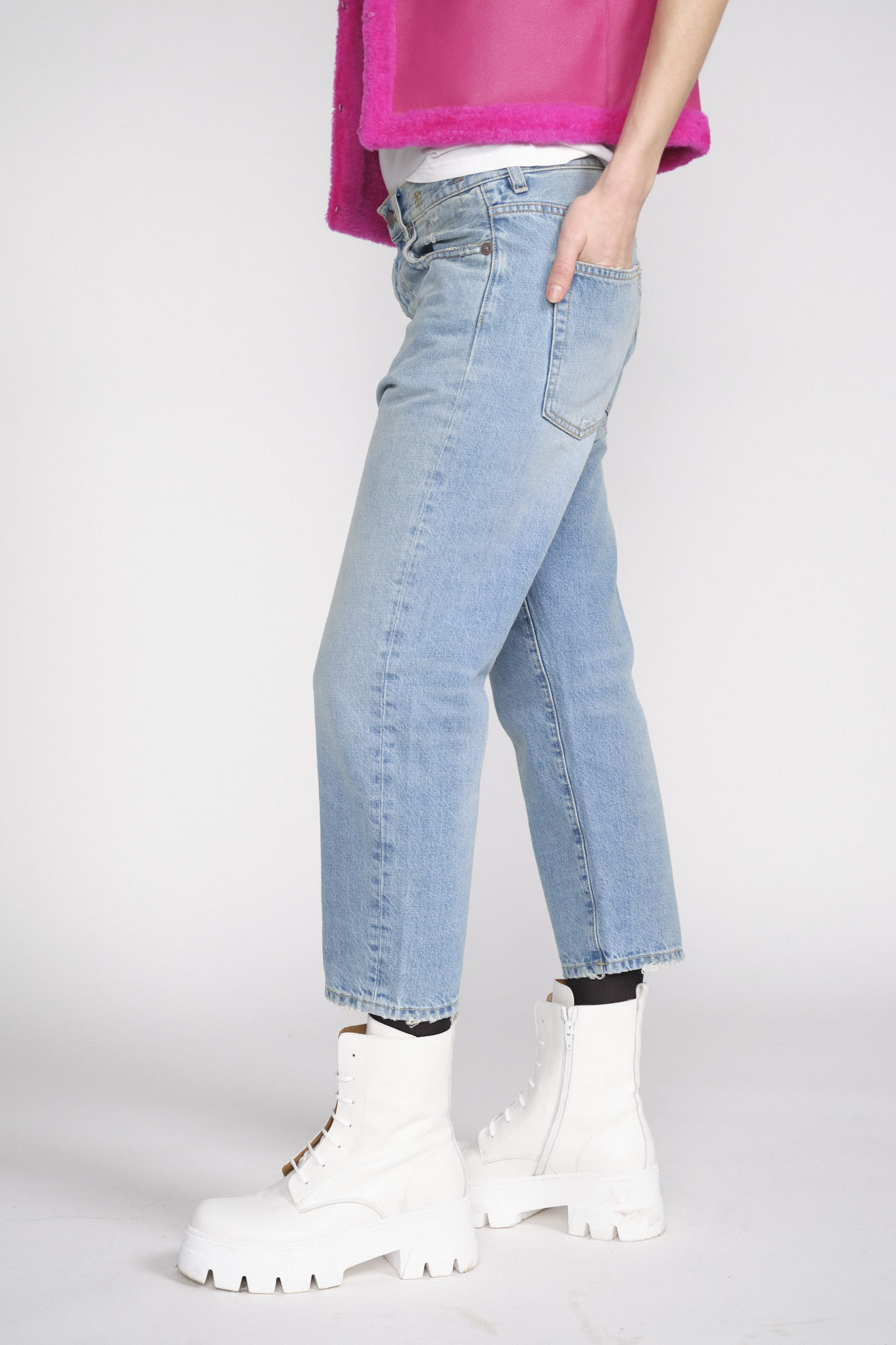 R13 Tailored Drop – Jeans mit tiefem Schritt blau 25