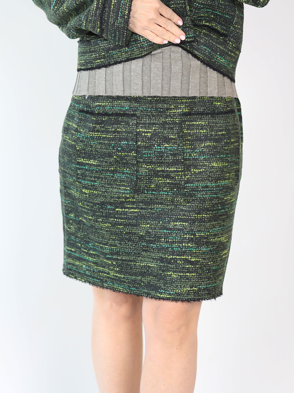 Antonia Zander Flora Skirt – Rock mit doppeltem Bund   khaki S