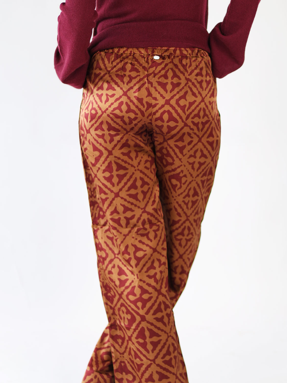 friendly hunting Wide silk pants brown XS