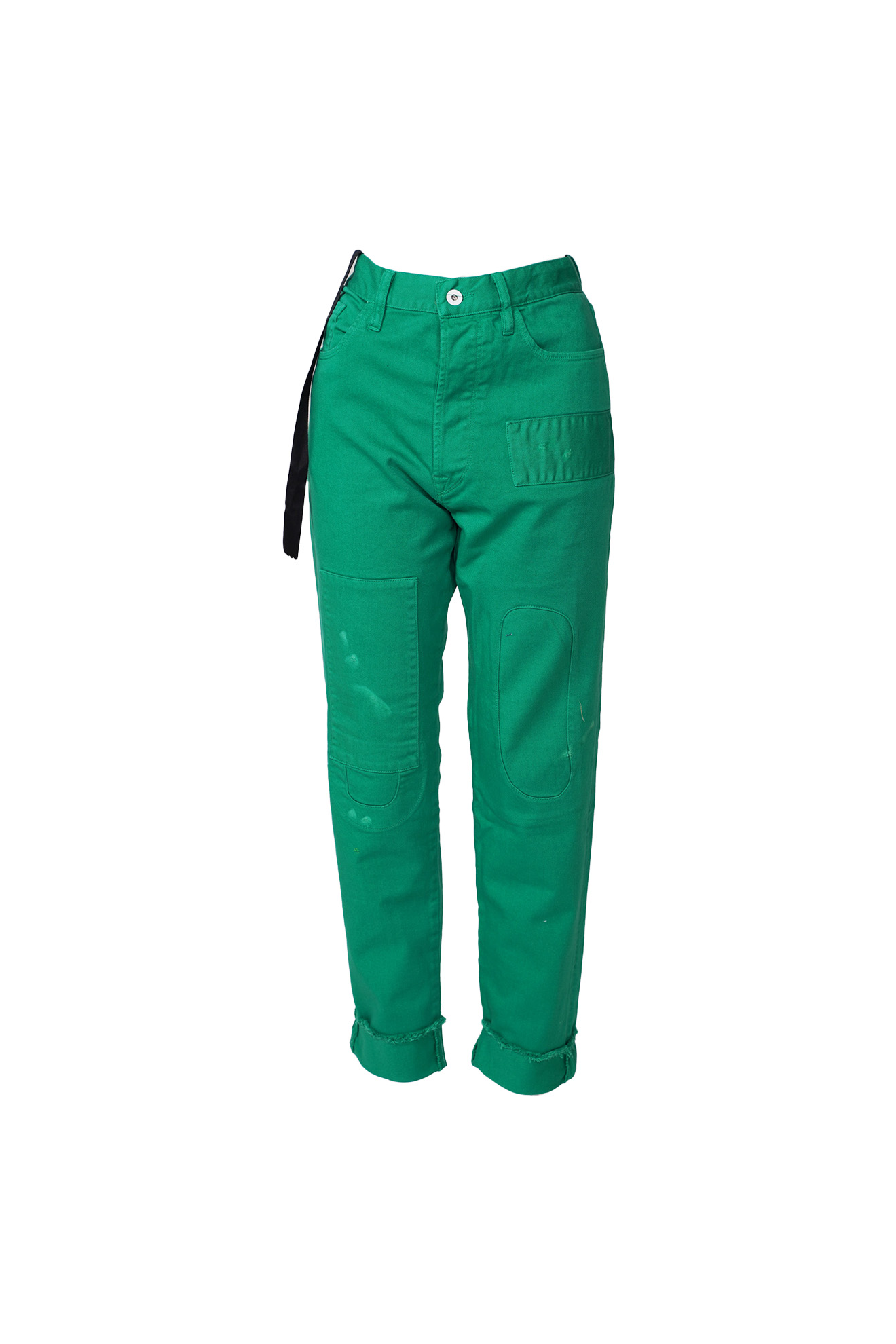 maurizio massimino Jose - Pantalon en jean avec patchs en denim vert 48