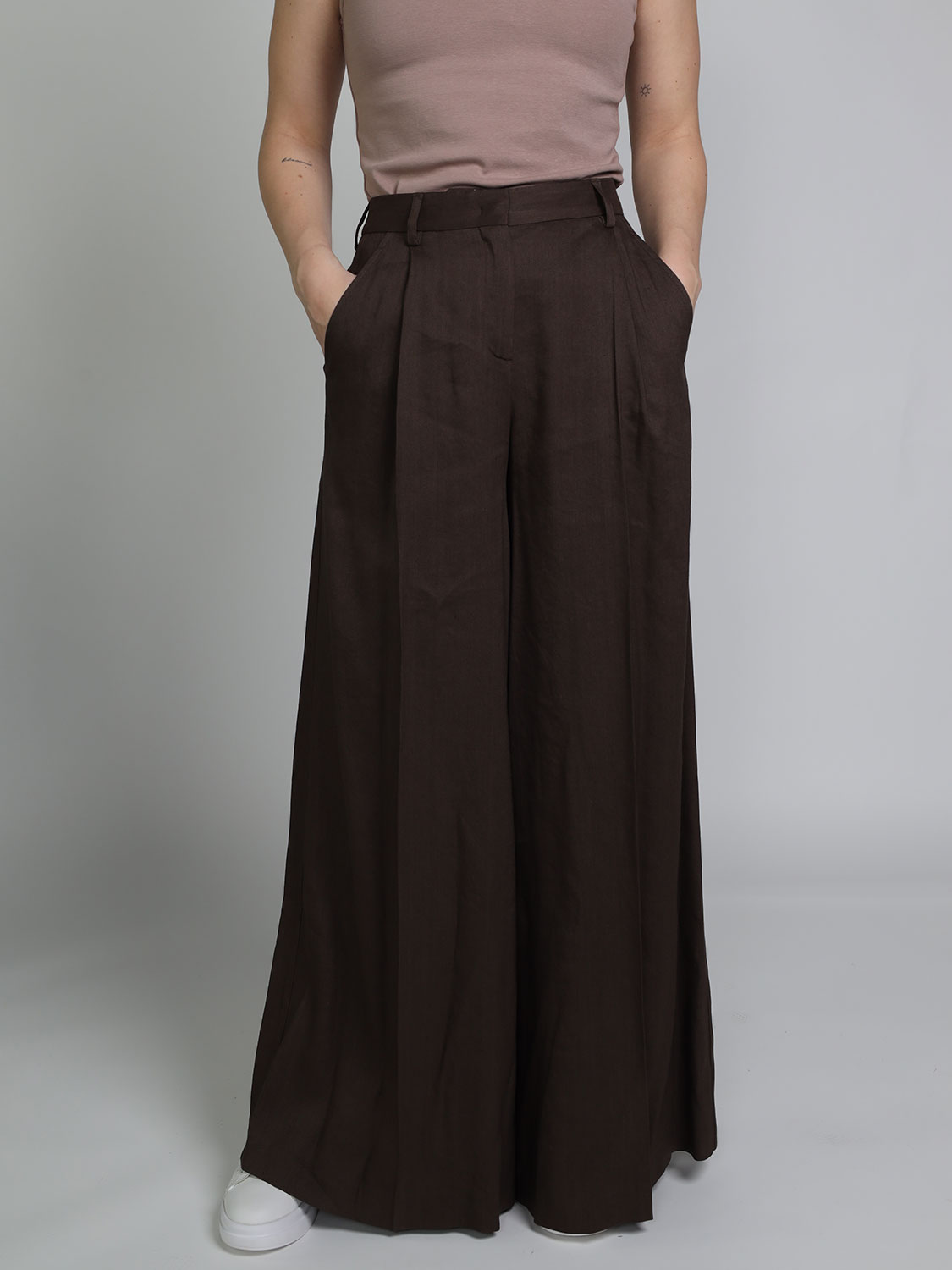 Lorena Antoniazzi Pants with wide leg brown 34 Lorena Antoniazzi Pants with wide leg brown 34