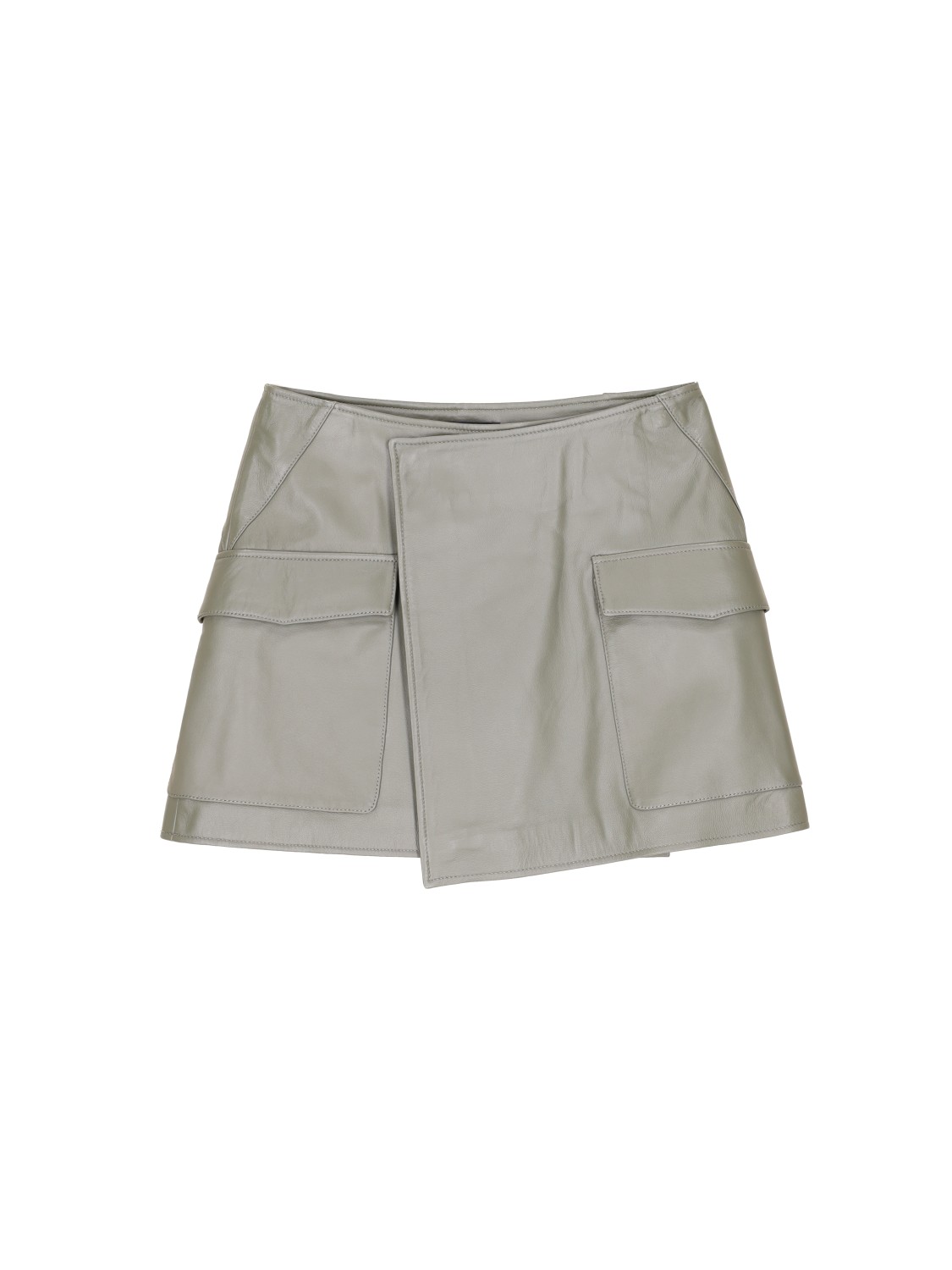 Arma Olbia – Minirock aus Leder in Wickeloptik khaki 34