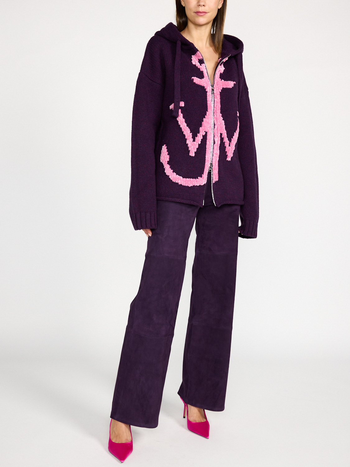 Hoodie with anchor logo and zip fastening | black | XS Hoodie with anchor logo and zip fastening | black | XS