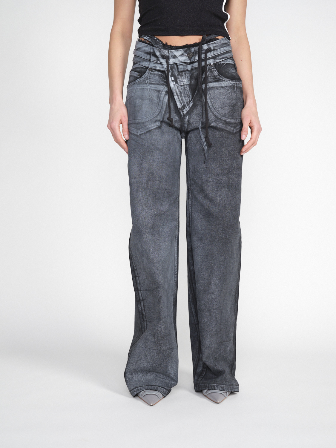 Ottolinger Double Fold - Oversized jeans in cotton blend  grey XS