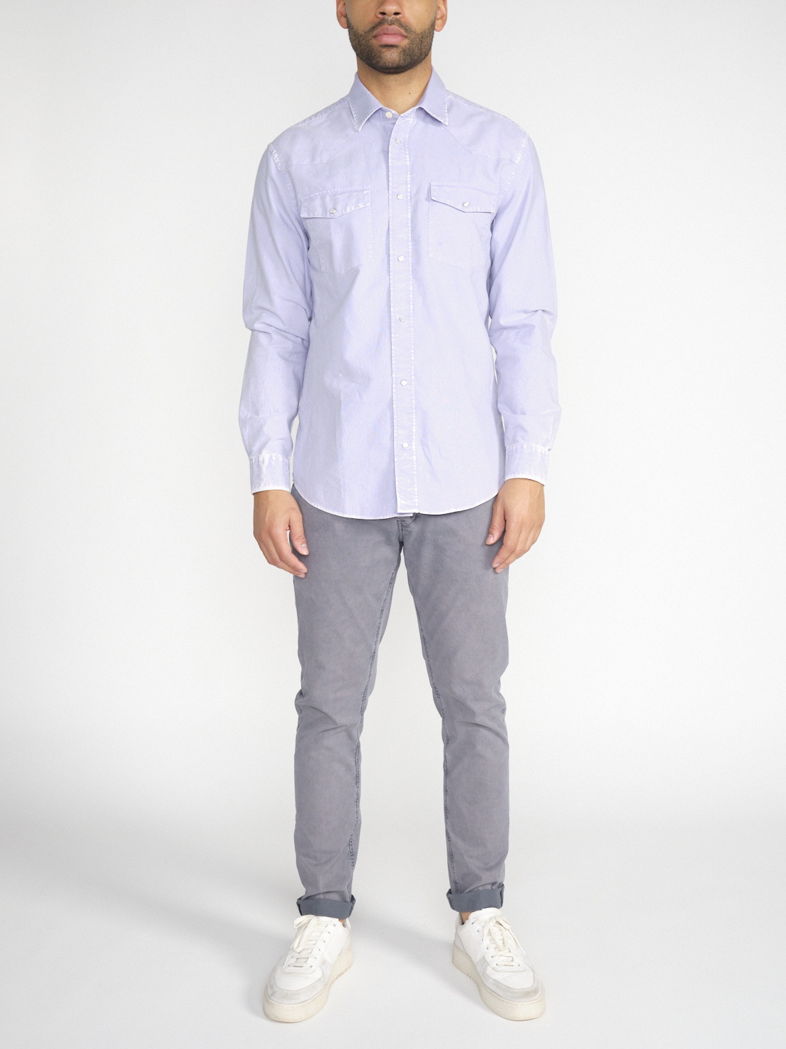 Dondup Baumwoll-Hemd in Jeans-Optik   lila M