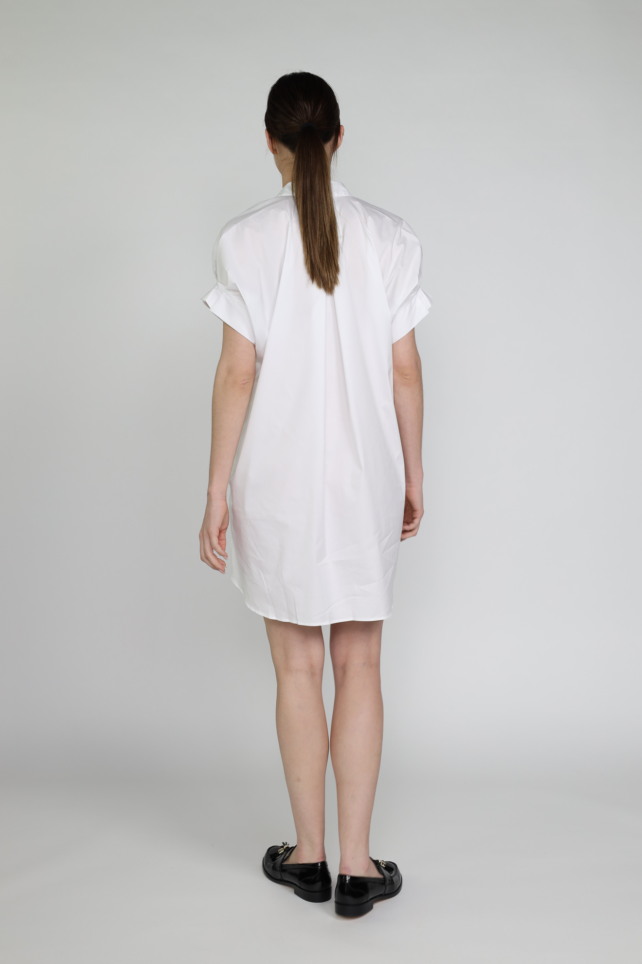 Emma - Oversized blouse style dress with short sleeves L white