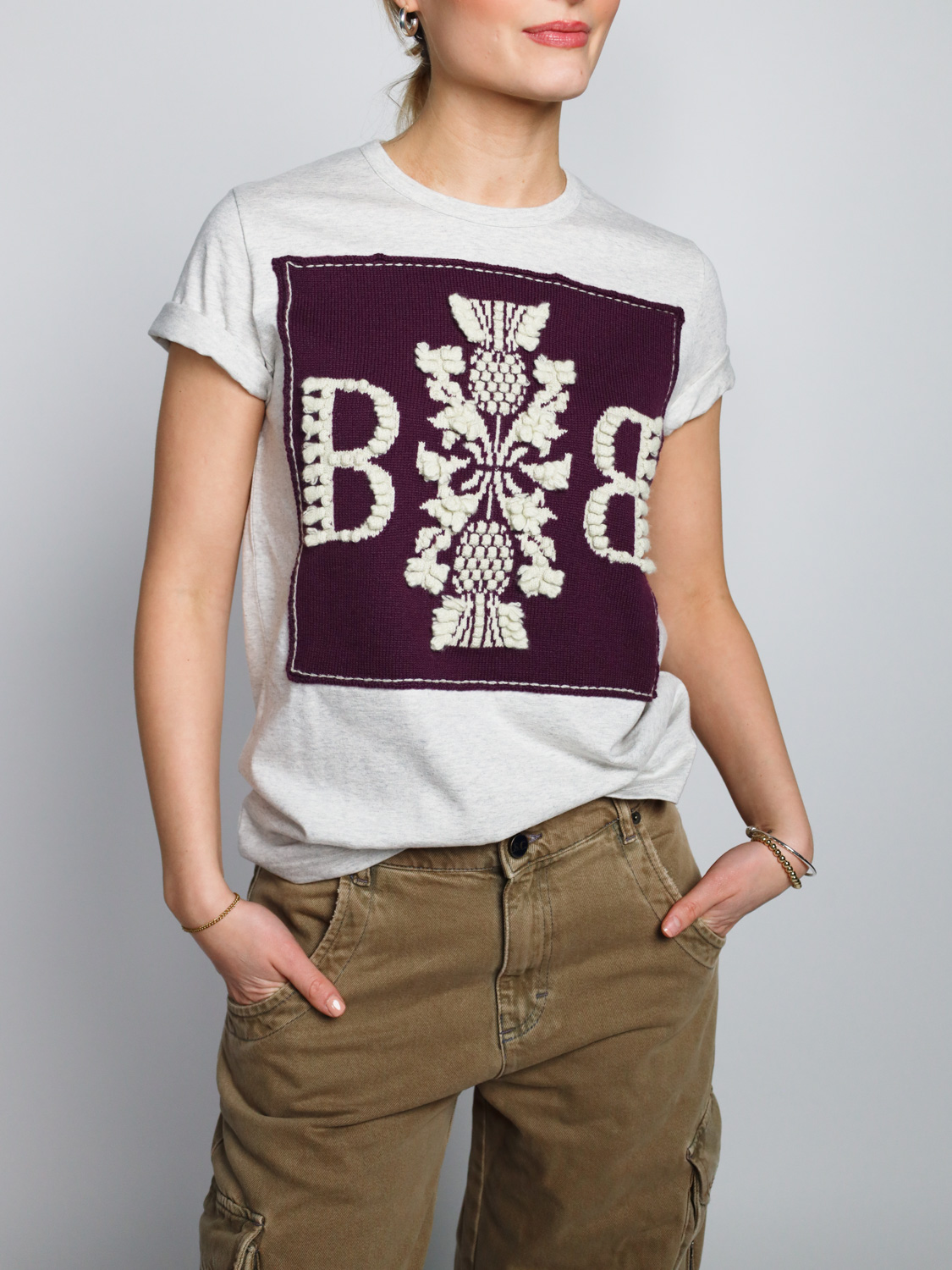 Barrie Thistle Logo – Shirt mit Cashmere Applikationen   bordeux XS