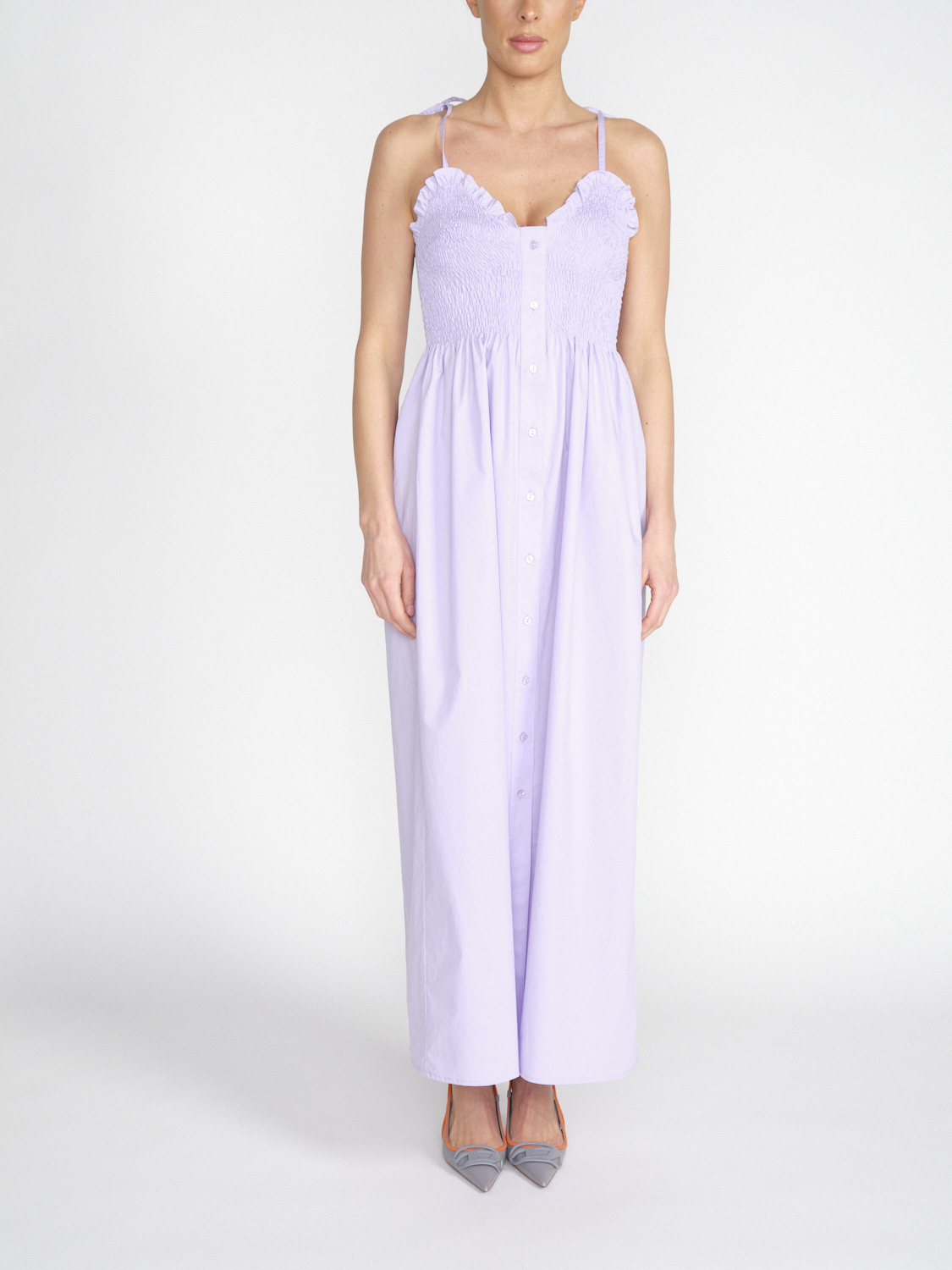 Dondup Maxi abito con top con lavorazione smocked   viola 34