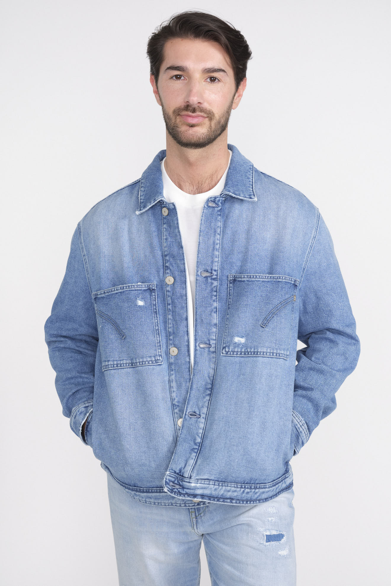 Dondup Denim jacket with button placket and two breast pockets  blue 52