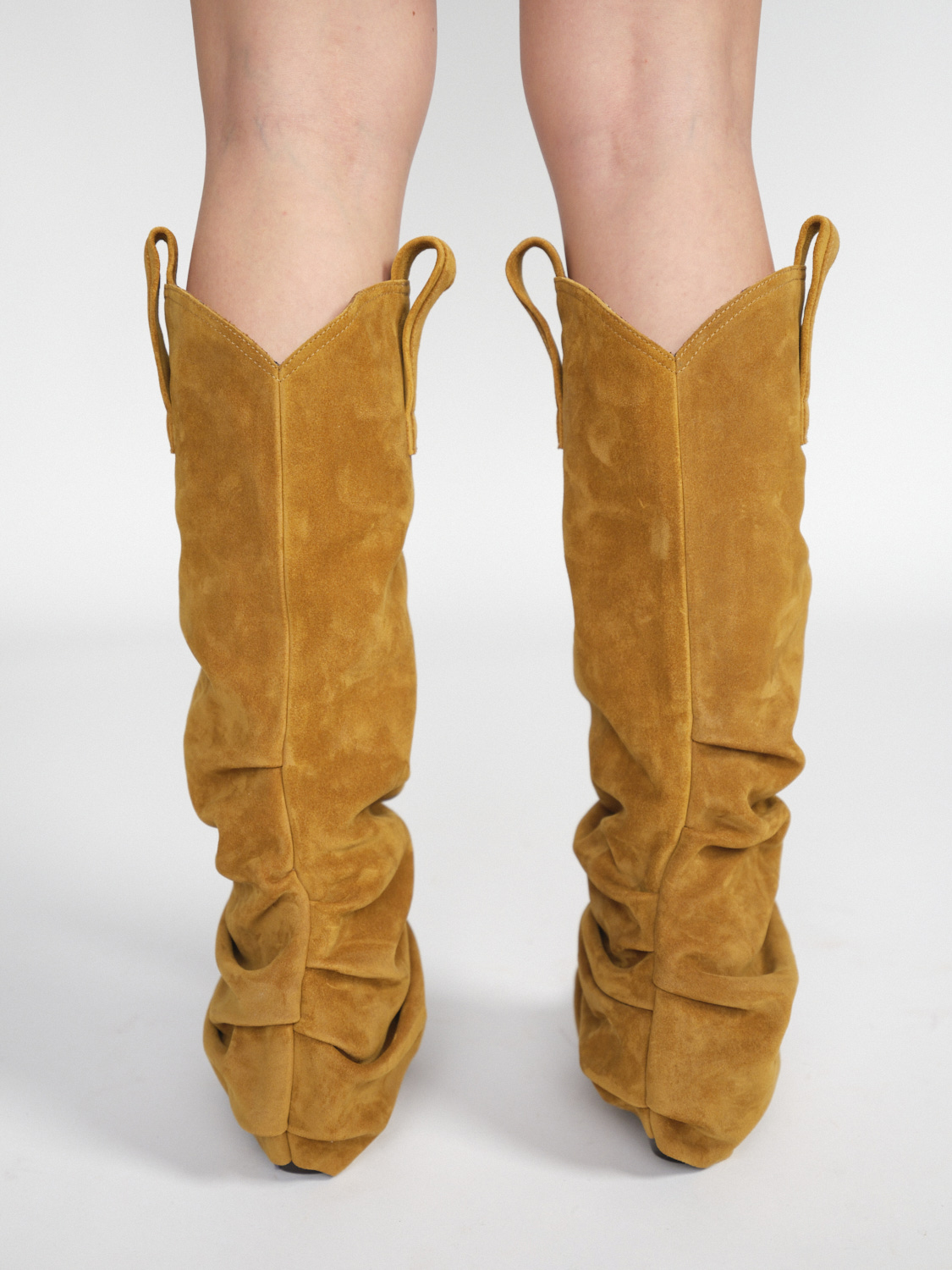R13 Cowboy boots in suede boot top design  camel 41