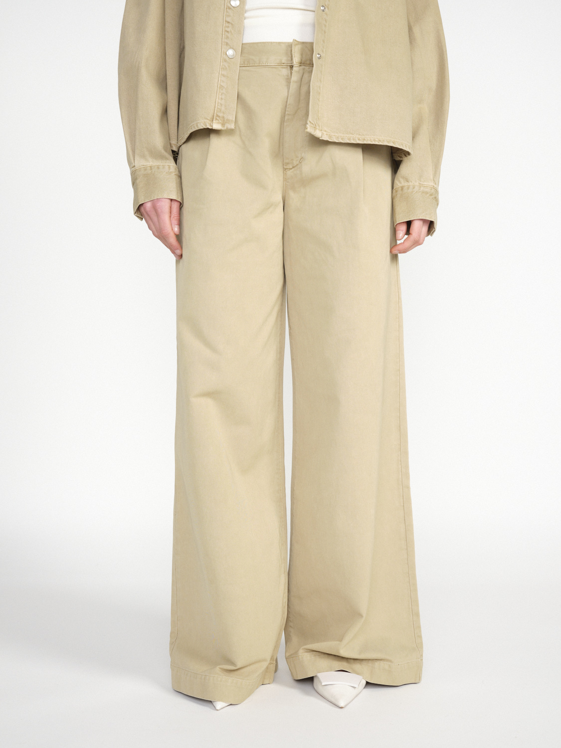 Agolde Darly Pant – wide-leg cotton trousers  beige 24