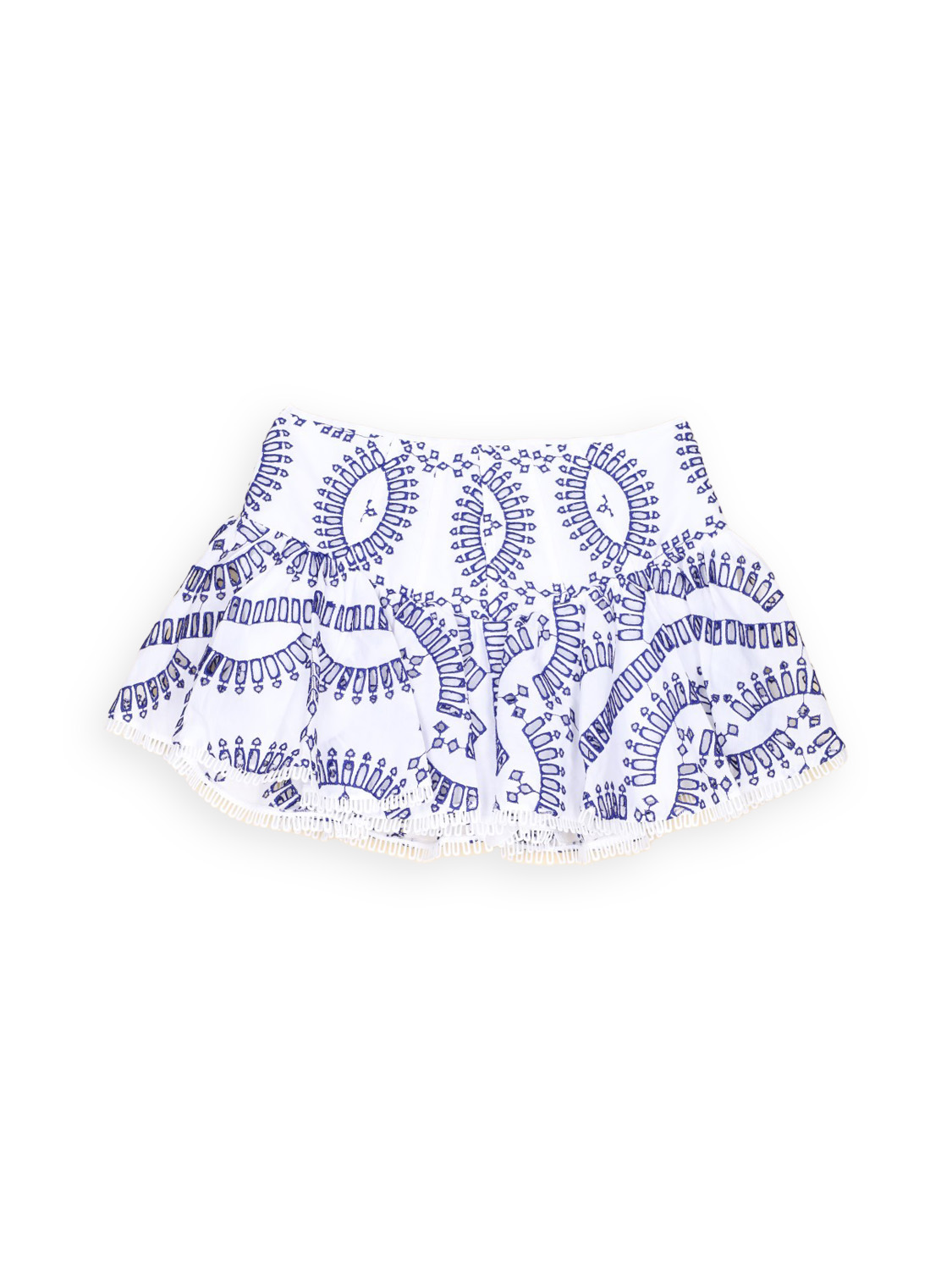 Charo Ruiz Skirt with blue embroidered hole pattern  white M