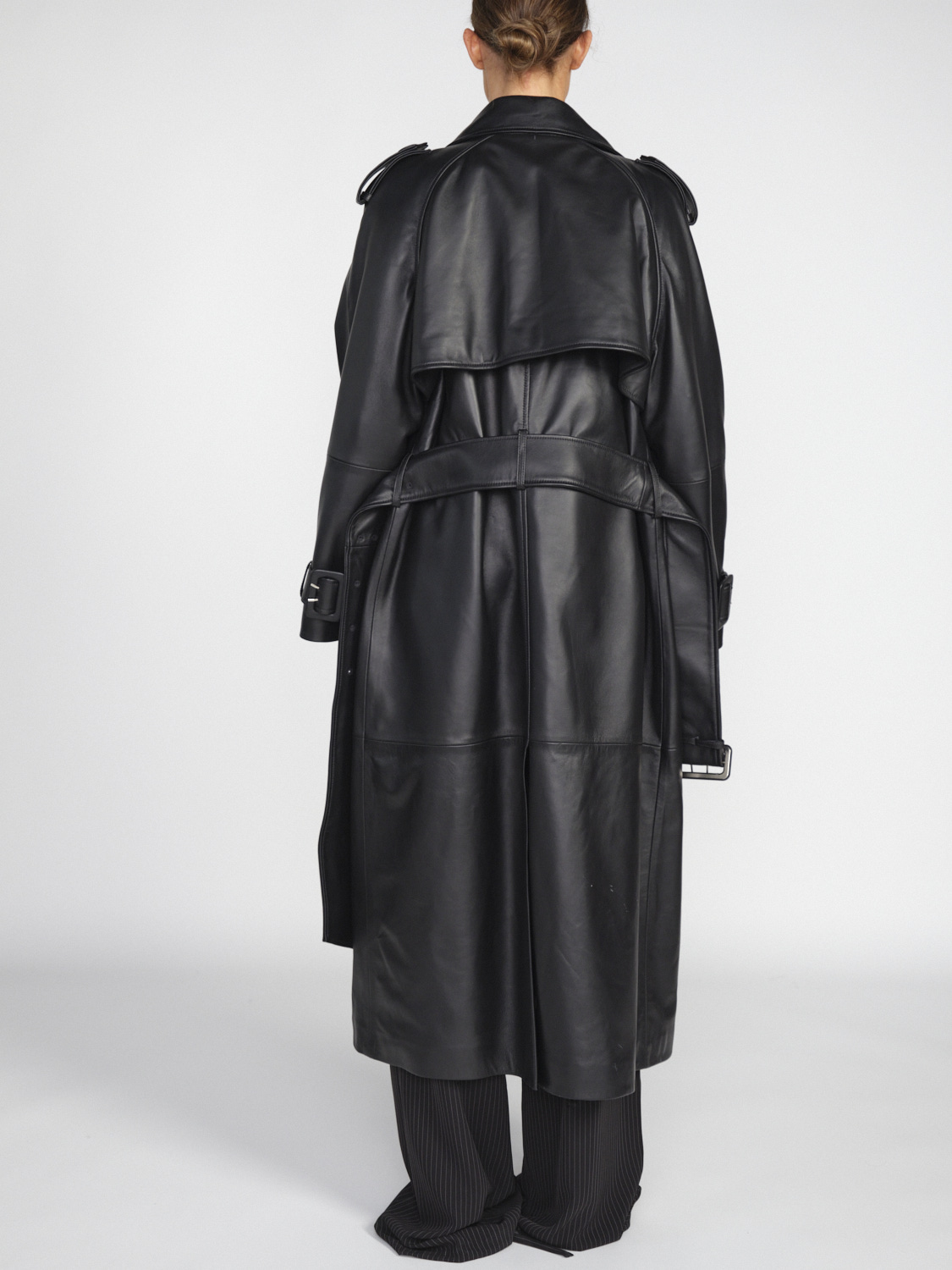 Arma Toledo – Oversized leather coat with tie belt  black 34