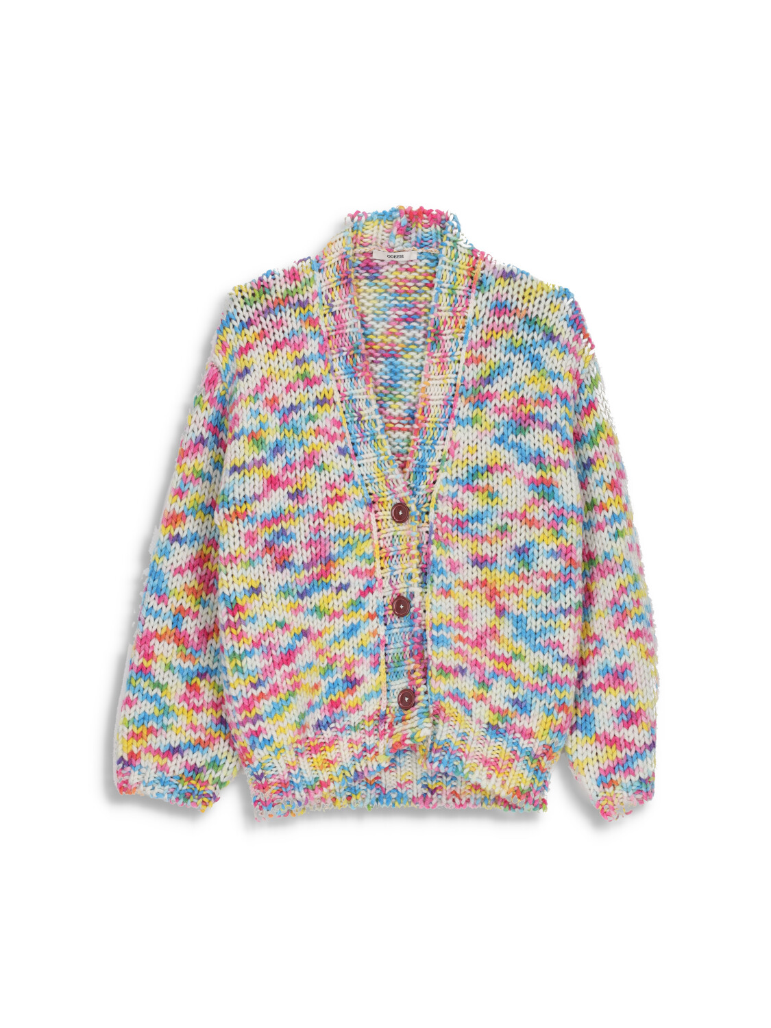 Multicolor printed wool sweater - long sleeve cardigan with colorful pattern