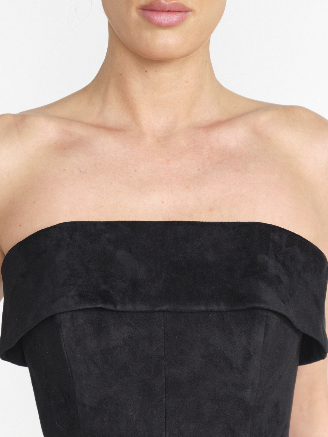 jitrois Willow - Offshoulder Veloursleder-Top  black 34