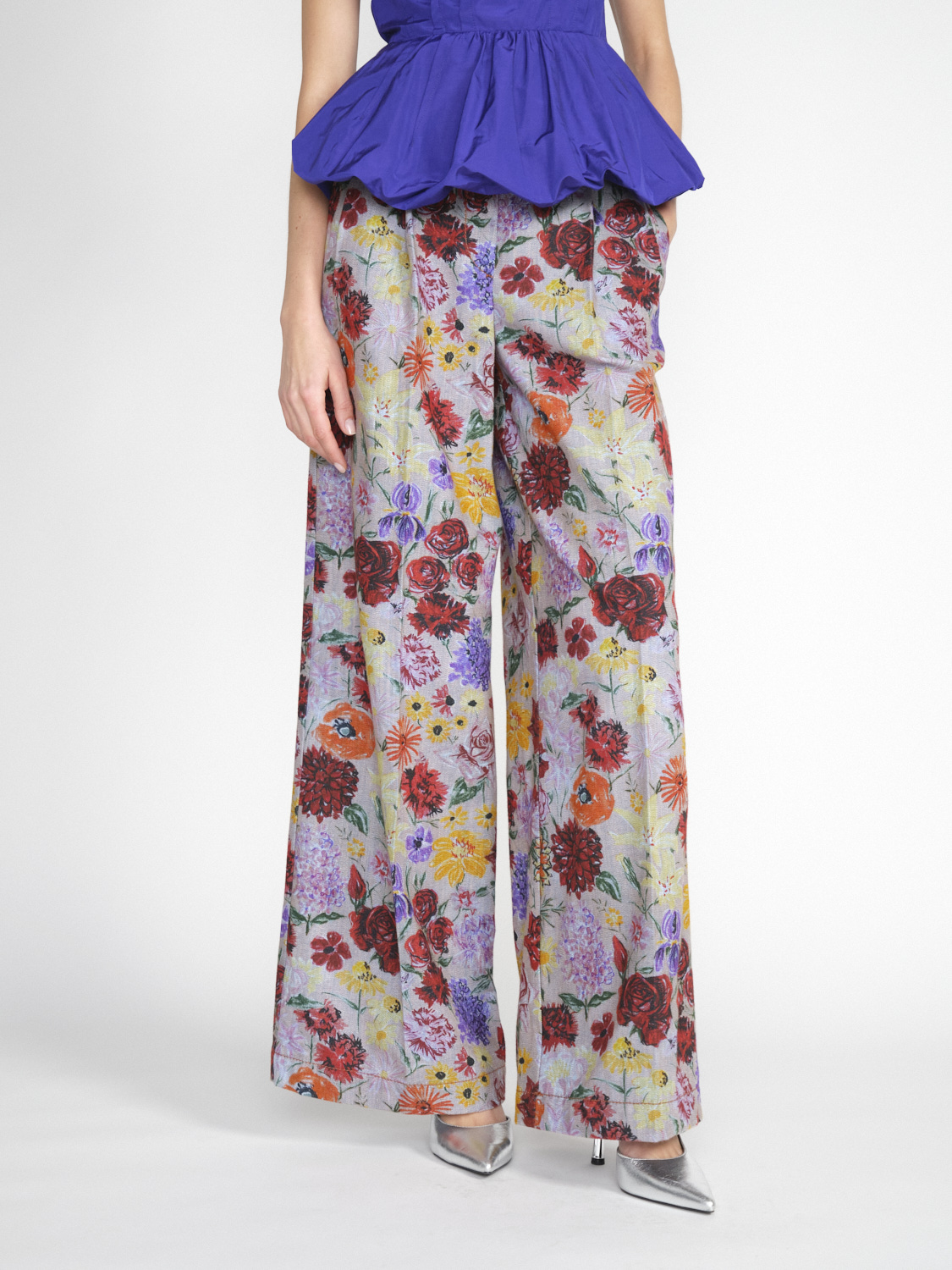 Odeeh Pantaloni ampi in cotone con stampa floreale  36 mehrfarbig
