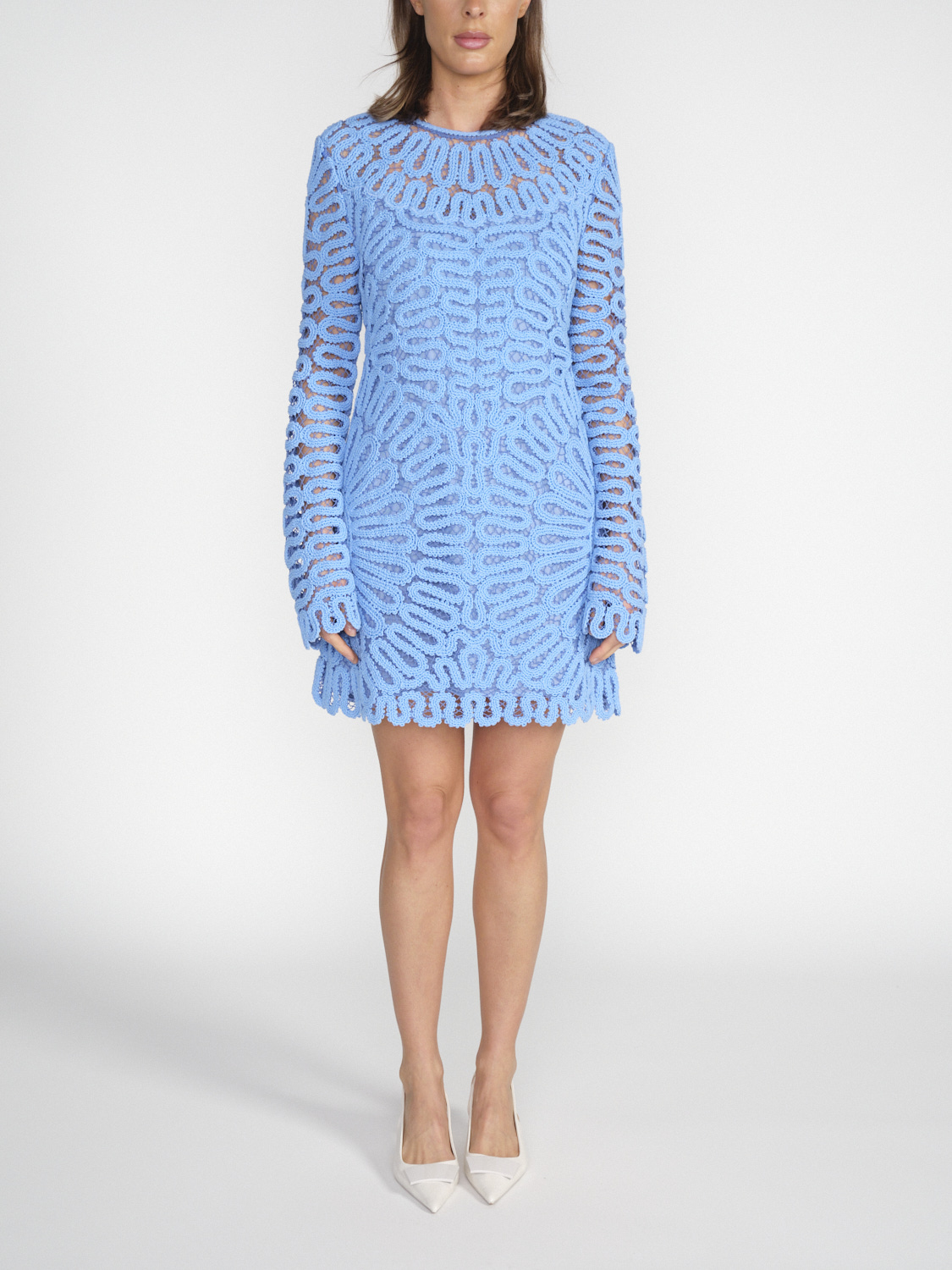 Simkhai Mccall – Dress with mechanical crochet embroidery  blue 38