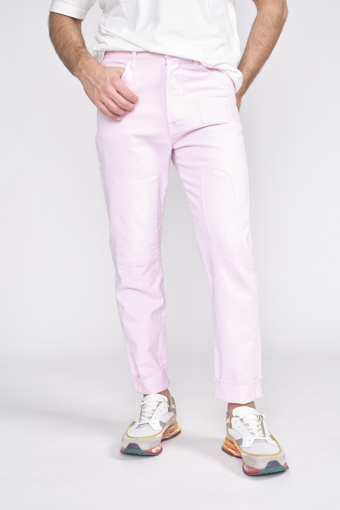 maurizio massimino Jose - Pantalon en jean avec patchs en denim rose 52