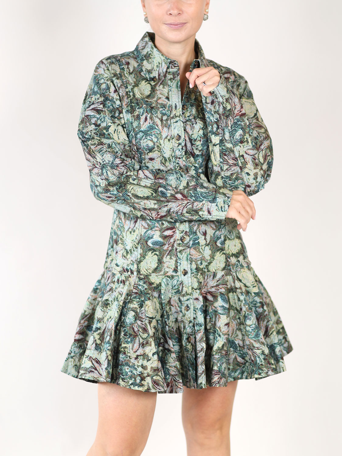 Ganni Printed – Printed shirt dress mehrfarbig 34