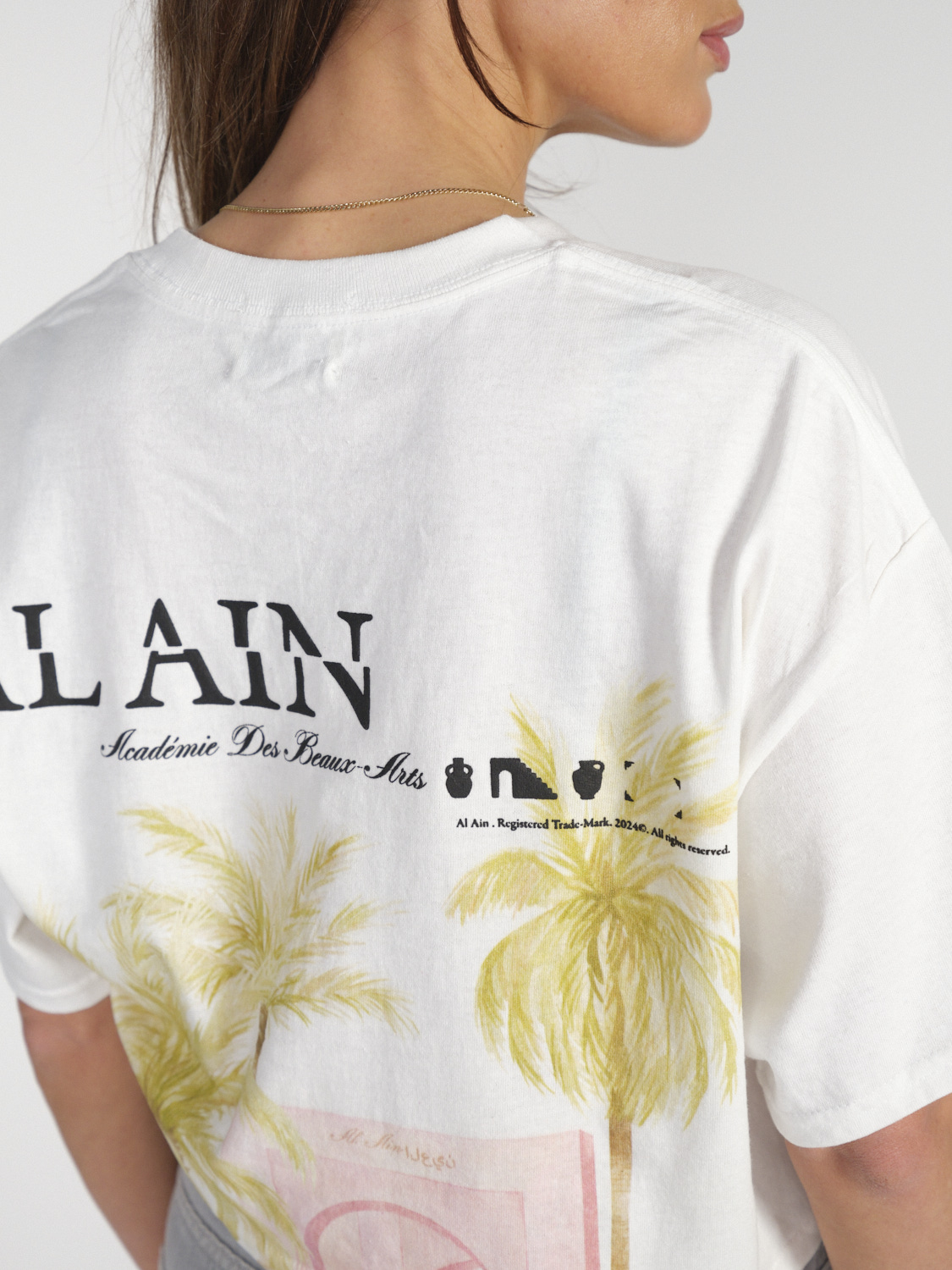 Al Ain Cropped T-Shirt with pattern  white S/M