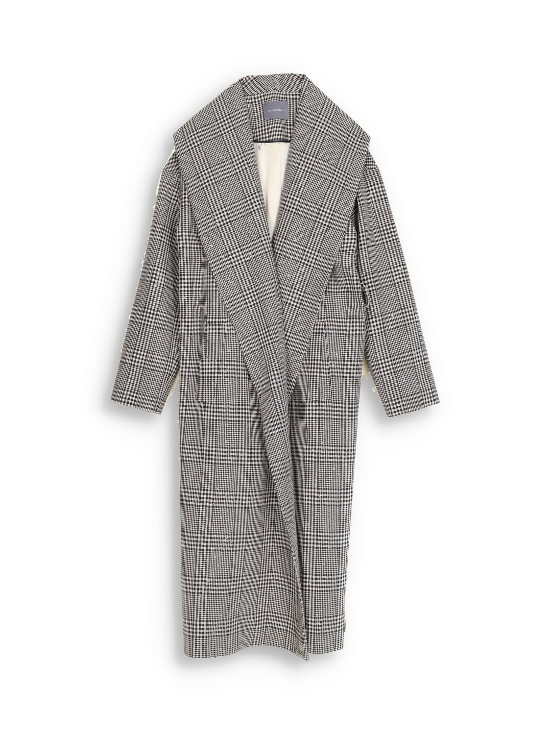 Elegant coat with houndstooth pattern and sequins  